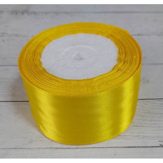 ОПТ Ленты атласные однотонные 5 см*25 ярдов (цв. желтый 15), цена за катушку